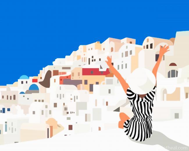 Illustration Woman In Greece Painting By Numbers Kits