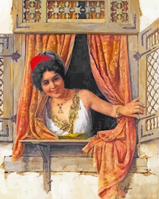 Arabian Woman At Window Painting By Numbers Kits