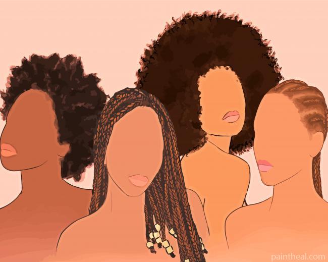African Ladies With Afro Hair Painting By Numbers Kits