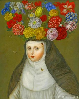 Primitive Woman Wearing Flowers Crown Painting By Numbers Kits