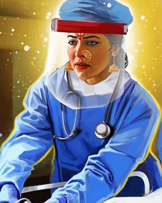 Indian Female Doctor Painting By Numbers Kits