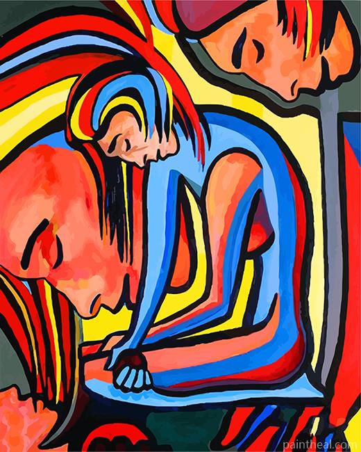 Sad Cubism Woman Painting By Numbers Kits