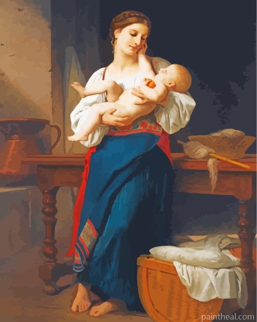 Mother And Child William Adolph Painting By Numbers Kits