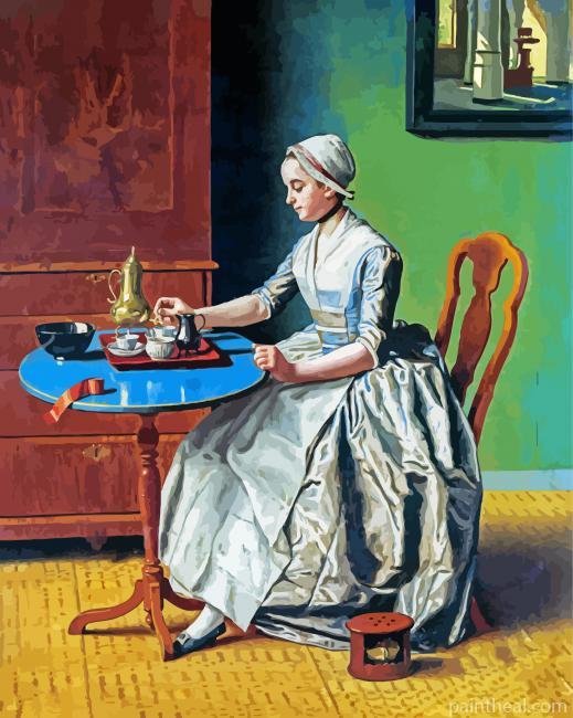 Dutch Girl At Breakfast Painting By Numbers Kits