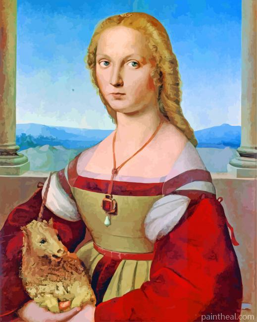Young Woman With Unicorn By Raphael Painting By Numbers Kits