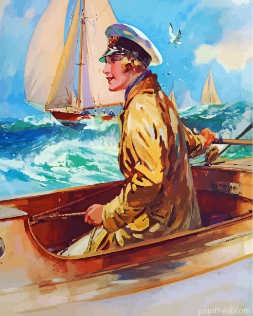 Woman In Boat Sailing Painting By Numbers Kits