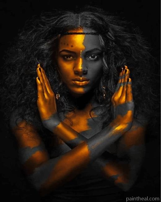 Black And Gold Lady Painting By Numbers Kits