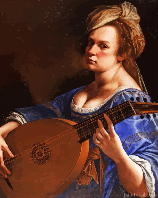 Self Portrait As A Lute Player Gentileschi Painting By Numbers Kits