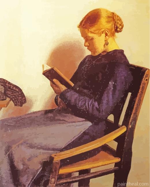 Young Woman Reading Painting By Numbers Kits