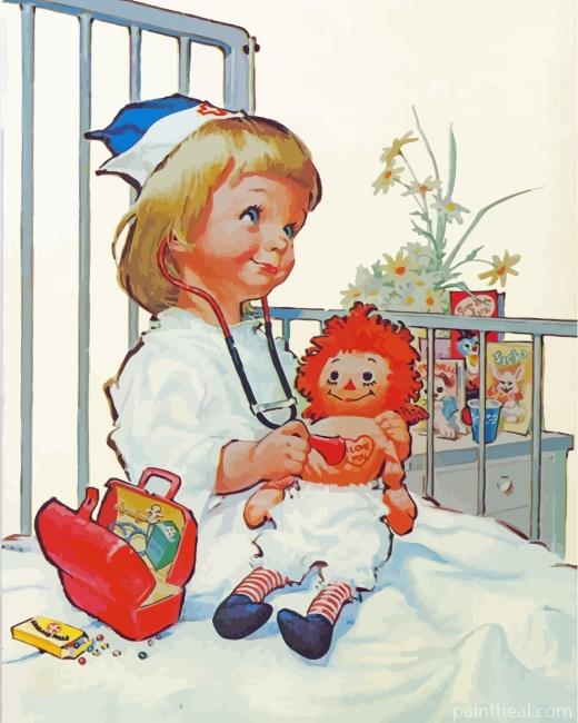 Little Nurse And Doll Painting By Numbers Kits