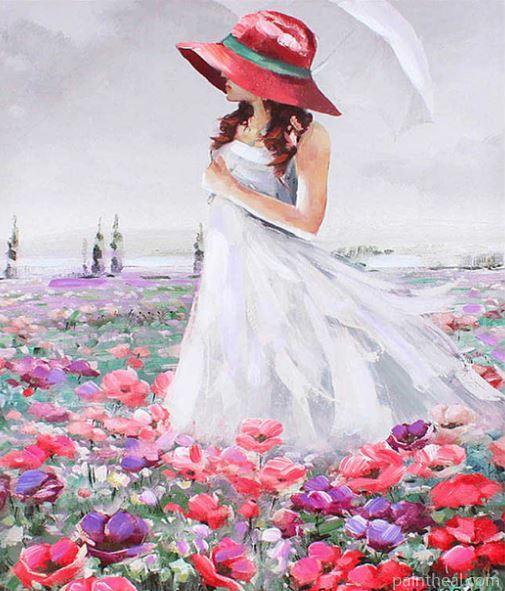 Woman in Garden Roses Painting By Numbers Kits