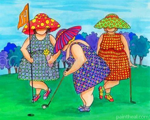 Fat Ladies In Golf Painting By Numbers Kits