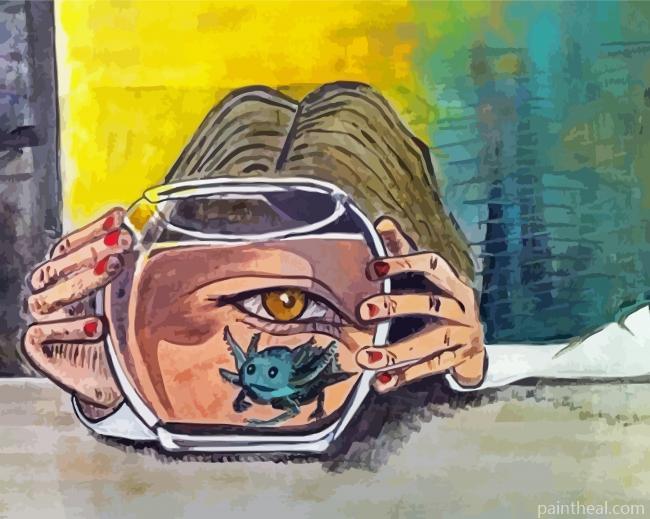 Lady Holding A Fish Bowl Painting By Numbers Kits