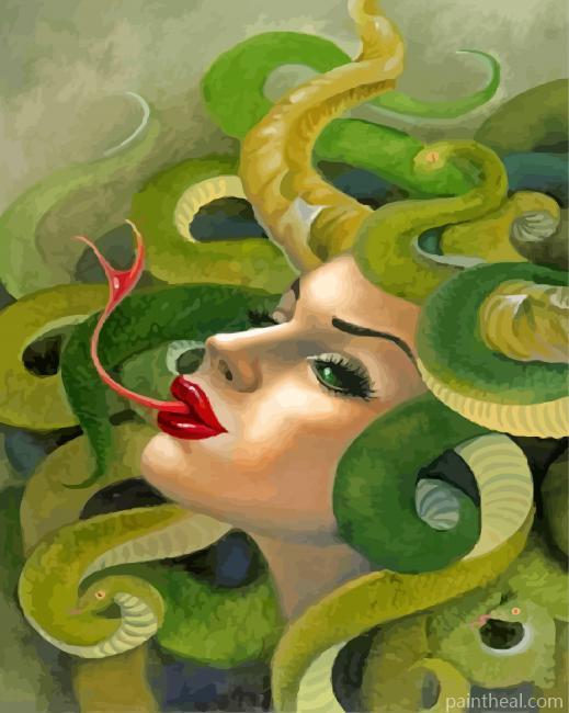 Woman With Snake Tongue Painting By Numbers Kits