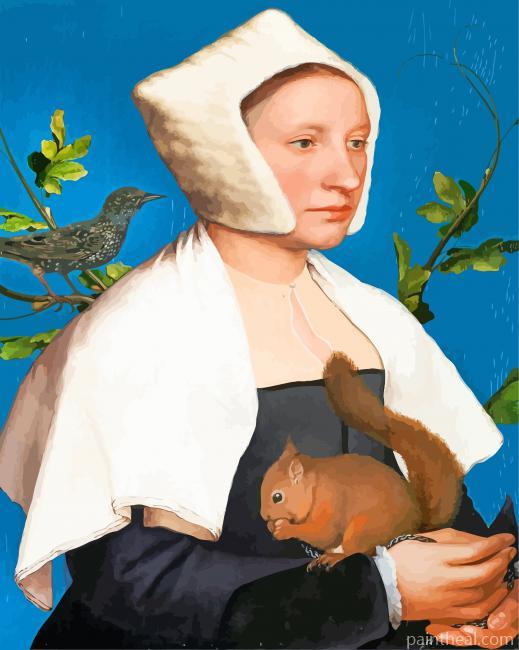 Portrait Of A Lady With A Squirrel And A Starling Painting By Numbers Kits