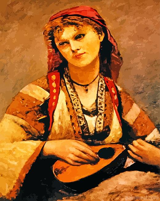 Gypsy With A Mandolin By Corot Painting By Numbers Kits