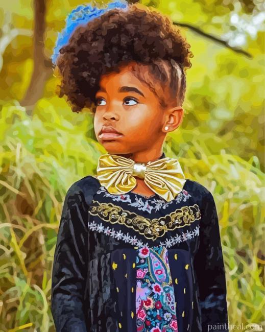 Curly Hairstyle Little Black Girl Painting By Numbers Kits