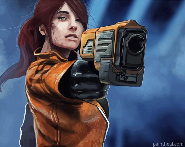 Lady With Gun Illustration Painting By Numbers Kits