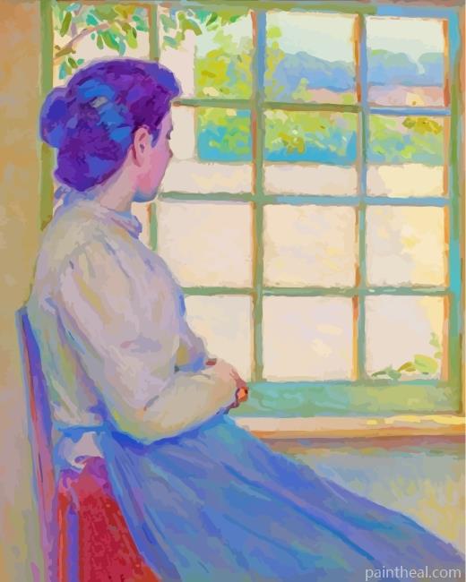 Woman Looking Out Window Painting By Numbers Kits