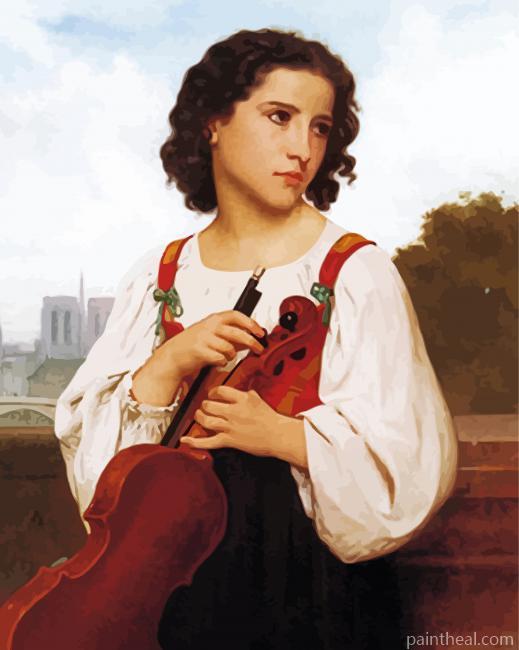 Musician Girl By William Adolphe Painting By Numbers Kits