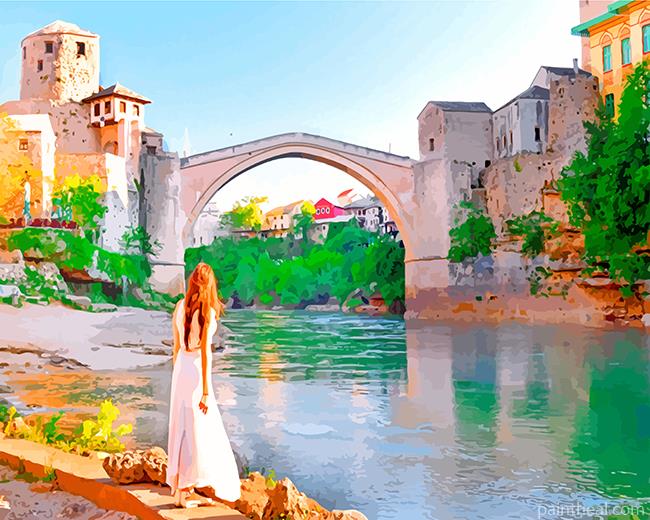 Aesthetic Mostar Bridge Bosnia Painting By Numbers Kits