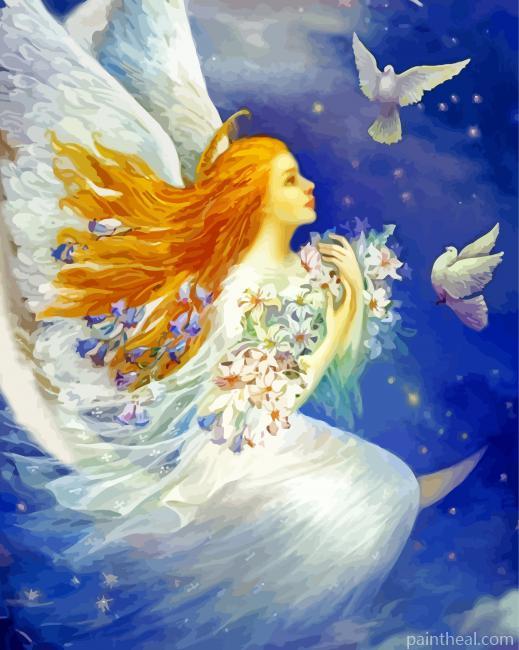 Fantasy Fairy Angel On Moon Painting By Numbers Kits