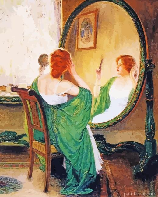 Lady Looking To Mirror Painting By Numbers Kits