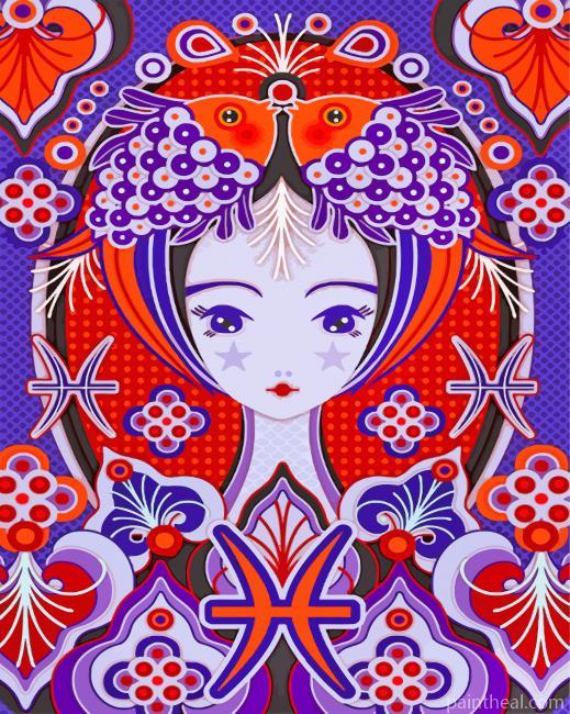 Pisces Girl Illustration Painting By Numbers Kits