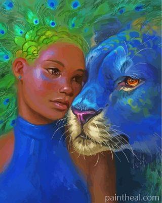 Leopard Goddess Peafowl Painting By Numbers Kits