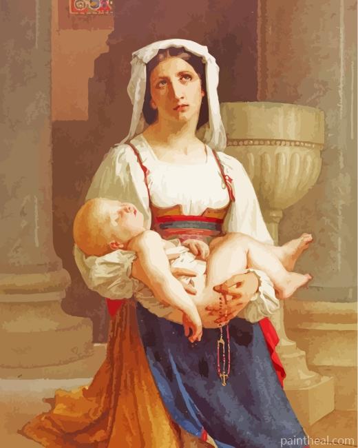 Italian Peasant With Child Painting By Numbers Kits