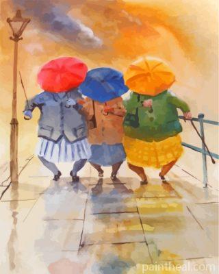 Old Women And Umbrellas Painting By Numbers Kits