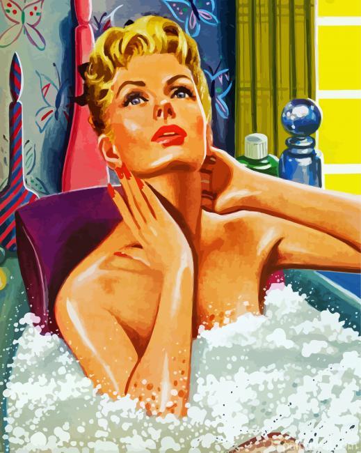 Vintage Woman Bathing Painting By Numbers Kits