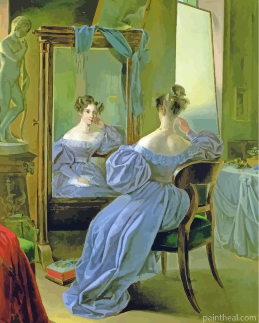 Lady In Front Of A Mirror Painting By Numbers Kits