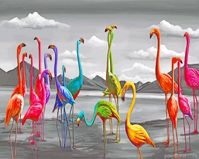 Colorful Flamingos Painting By Numbers Kits