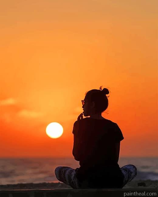 Girl Enjoying The Sunset Painting By Numbers Kits