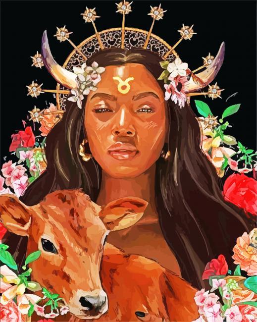 Black Taurus Lady- Paint By Number Painting By Numbers Kits