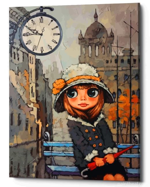 Girl And Red Umbrella Painting By Numbers Kits