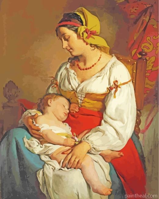 Italian Mother And Child Painting By Numbers Kits