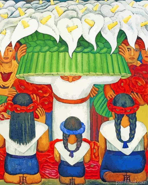 Flower Festival Freast Of Santa Anita Diego Rivera Painting By Numbers Kits