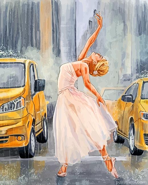Ballerina Dancing In The Rain Painting By Numbers Kits