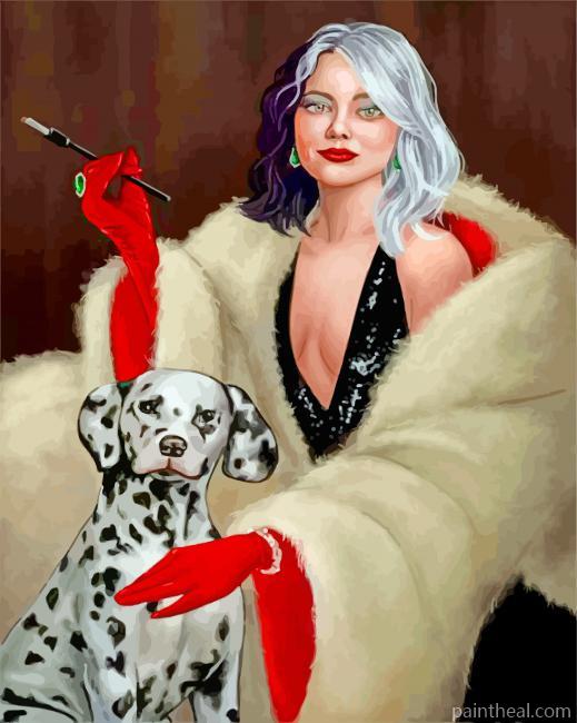 Beautiful Cruella And Dalmatian Painting By Numbers Kits
