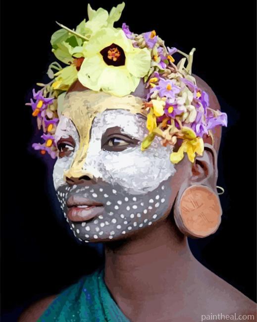 Black Woman With Headdress Painting By Numbers Kits