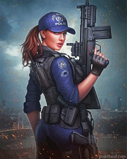 Police Woman Painting By Numbers Kits
