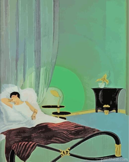 Sleepy Lady In Bedroom Painting By Numbers Kits