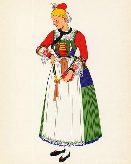 Woman In Traditional Dress Painting By Numbers Kits