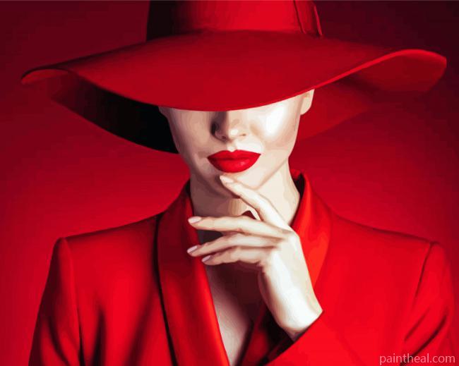 Classy Girl In Red Painting By Numbers Kits