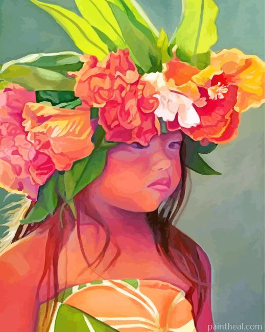 Cute Hawaiian Girl Painting By Numbers Kits