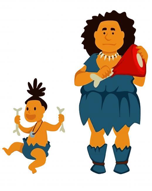 Primitive Girl and Her Child Painting By Numbers Kits