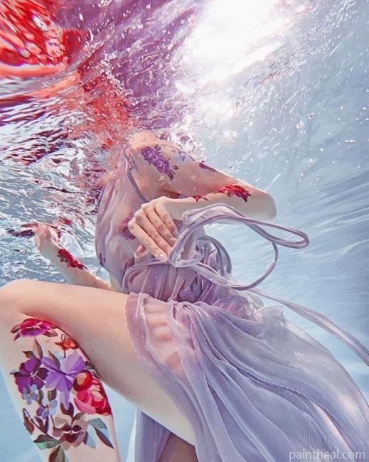 Floral Girl In The Water Painting By Numbers Kits