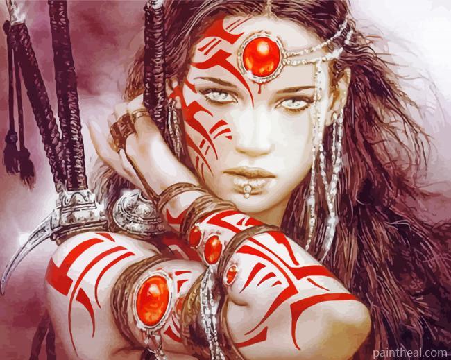 Girl With Red Tattoos Painting By Numbers Kits
